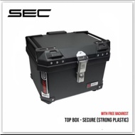 Sec Top Box Secure 56L with backrest and inner lining and strap inside