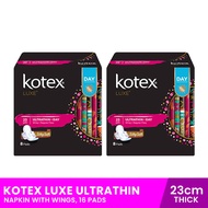 KOTEX Luxe Ultrathin Napkin with Wings, 23cm Thick, 8 Pads x 2 packs, women's hygiene, personal care