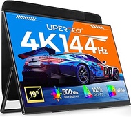UPERFECT Portable Monitor 4K 144Hz QLED, 19" UHD 3840×2160, 500 Nits, 2000:1, 100% DCI-P3, 0.1ms, Bu