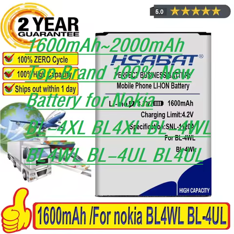 1600mAh~2000mAh Top Brand 100% New Battery for Nokia BL-4XL BL4XL BL-4WL BL4WL BL-4UL BL4UL Batterie