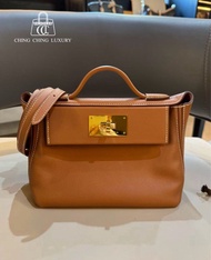 🌈Hermes🧡Mini 2424🧡金棕金扣🧡98新🌈Evercolor皮🌟mini2424🌟2424🌟愛馬仕🌟