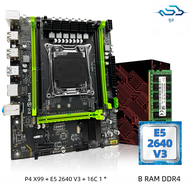 Zsus ชุดเมนบอร์ด P4 X99พร้อม Intel LGA2011-3 Xeon E5 2640 V3 CPU DDR4 16GB (1*16GB) หน่วยความจำแรม2133MHz NVMe M.2 SATA