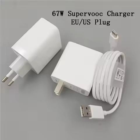 67W OPPO Supervooc 2.0 EU/US Plug Charger Fast Charging Wall Power Adapter USB Type C Cable For OPPO