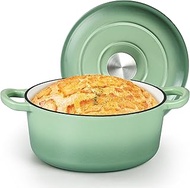HaSteeL 3 QT Cast Iron Enamel Dutch Oven (Green)
