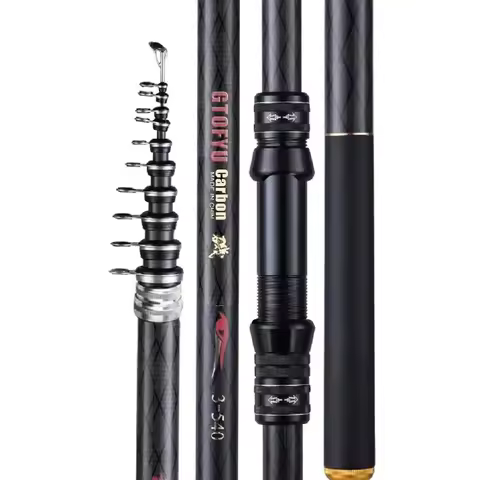 2.7M 3.6M 4.5M 5.4M 6.3M 7.2M Carbon Telescopic Rock Fishing Rod Ultra Light Rod Lure Carp Travel Oc