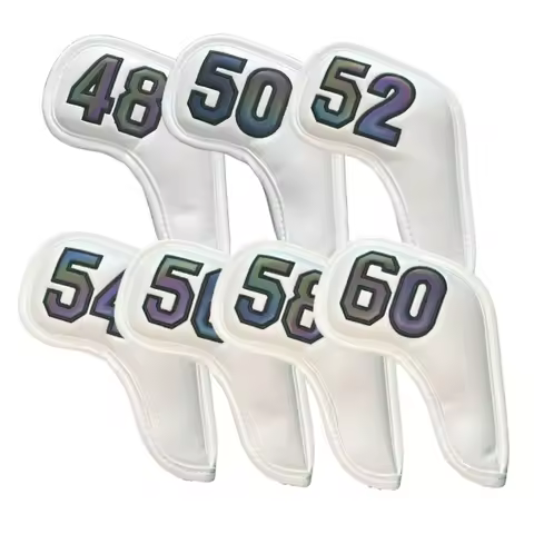 Golf Club Head Cover Headcovers For Sand Wedges Big Number Magnet Long Neck Black/White PU Leather 4