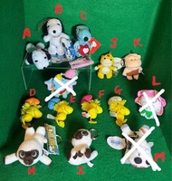 全新 絕版懷舊  SEGA(2007/2008) Snoopy史諾比及Woodstock 毛公仔吊飾 2)  BANPRESTP(1999)Amedio 小猴子毛公仔匙扣吊飾  3) SEGA(199