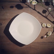 9寸四角方湯盤深盤陶瓷家用菜盤碟子 白色骨瓷西式沙拉盤點心盤子