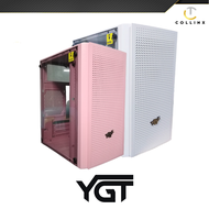 YGT M2 Case Desktop Casing | Black White Pink | Tempered Glass | Mesh | High Quality | Collinx Compu