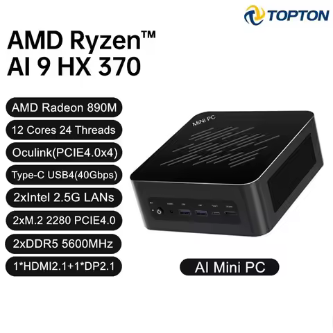 Topton Gaming Mini PC AMD Ryzen AI 9 HX 470 370 7 PRO 360 USB4 2x2.5G LAN 2xNVMe Windows 11 Metal Mi
