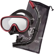 Reef Tourer RC0105 Adult Single-Window Mask & Snorkel Combo Set, Semi-Dry Top, Purge Valve, Panorami