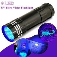 New Mini Portable 9LED UV Flashlight / Ultraviolet Purple AAA Battery  UV LED Lamp Flashlight / LED 