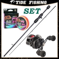 1.8m/5.9ft Fishing Rod, ML Power, 8-15lb, dan Bait Casting Fishing Reel Set, dengan Tali Memancing 1