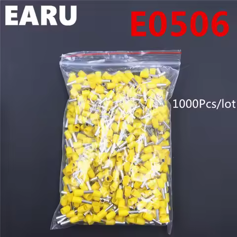 1000Pcs E0506 Tube Insulating Insulated Terminal 0.5MM2 22AWG Cable Wire Connector Insulating Crimp 