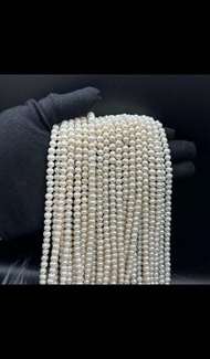 สร้อยคอไข่มุกน้ำจืดธรรมชาติ สีขาวมุก มินิ (ไข่มุกขนาดเล็ก) 5.0-6.0 MM (ไข่มุกกลม) สร้อยคอยาว 38-40 ซ