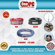 Stranded Wire 22-AWG 1-Meter per Order, Silicone Rubber Insulation, Ideal for LED and Audio Wiring