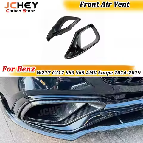 JCHEY Real Carbon Fiber FRP Front Bumper Air Vent Anards Splitters for Benz W217 C217 S63 S65 AMG Co