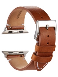 1 pieza banda de reloj de cuero marrón suave vintage retro compatible con Apple Watch 38/40/41/42/45/49mm para correa de reloj Apple Watch Ultra/Se/9/8/7/6/5/4/3/2