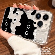 Cute Cartoon Black Cat Air Bag Phone Case For Realme V70 V70S V23 V23i V15 V13 V11 V11S Q5X Q5 Pro Q