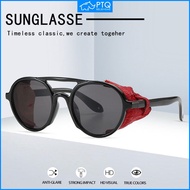 PTQ Sun Glasses UV400 Round Gothic Steampunk Sunglasses for Men Women Cyber Punk Eyewear