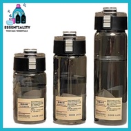 (ESSENTIALITY) 350ml/550ml/800ml Grey Water Bottle Kawaii Water Bottle Office Travelling Water Bottl