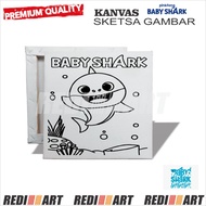 T1. Kanvas Lukis Sketsa BABY SHARK / Kanvas Sketsa Mewarnai BABY SHARK