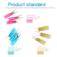 150pcs Nylon Insulated Heat Shrink Fork Connector Wire Electrical Crimp Fork Terminal Connector (12-