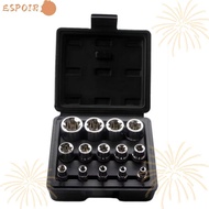 ESPOIR 14PCS/Set Hexagon Socket Nut Socket, 1/4" 3/8" 1/2" E4-E24 Wrench Head Star Socket Set, Versa