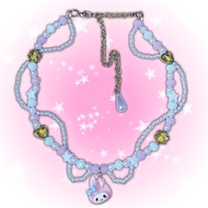 sanrio beaded necklace, unique, coquette, layered, grunge style