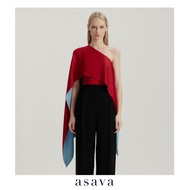 [asava aw24] Isha One-Shoulder Cape Blouse เสื้อผู้หญิง ไหล่เดียว แต่งดีเทลเคป แต่งตะเข็บด้านหน้าและ