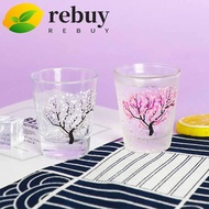 REBUY Water Cup Durable Liquor Color Changing Glass Temperature Sensing Sakura Cup