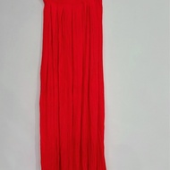 三宅一生pleats please橘紅色沙丘百褶長裙