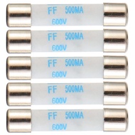 BOJACK Digital Multimeter Fuse 0.5A 500mA 600V DC Fast Acting Nickel-Plated Brass Ceramic Fuse 6.3x3