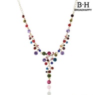 Broadhappy Women Fashion Multicolor Rhinestone Y-shaped Branch Bib Collar Chain Necklace