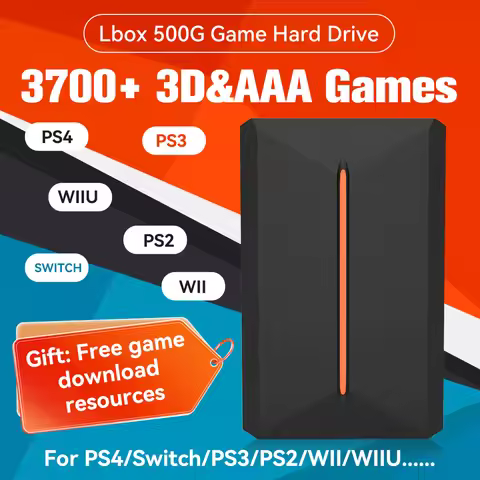 Launchbox 500G Gaming HDD For PS4/PS3/Switch/PS2/WII/WIIU Emulator Game Consoles Built-in 3700 3D/AA