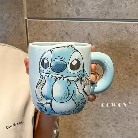 Kawaii Stitch Ceramic Mug Cute Household Water Cup Anime Peripheral Coffee Cup Holiday Birthday Gift