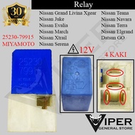 Blue Relay 4 Legs 12 Volt Nissan Livina Juke March Xtrail 25230-79915 Original Copotan (3538)