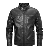 Jaket kulit lelaki musim luruh dan musim sejuk, jaket PU saiz besar Eropah dan Amerika, motosikal be