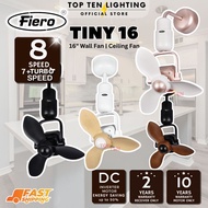 DEKA FIERO TINY 16" Wall Ceiling Fan DC Motor Designer Decorative Wall Fan 8 Speed Remote Control Tu