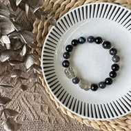 黑金超七雙貔貅彈性手鍊