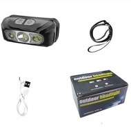 Headlight / Lampu Senter Kepala / Headlamp dengan Baterai 18650 Bawaan Lampu Depan Senter Berkemah