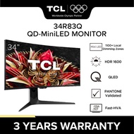 TCL QD-Mini LED Gaming Monitor 34R83Q |  HDR 1600 | 1100+ Local Dimming Zones | 4K 170Hz