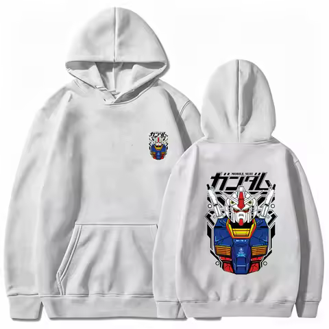 Mobile Suit Gundam RX-78-2 Anime Hoodie Unisex Front Back Double Print Drawstring Hooded Sweatshirt 
