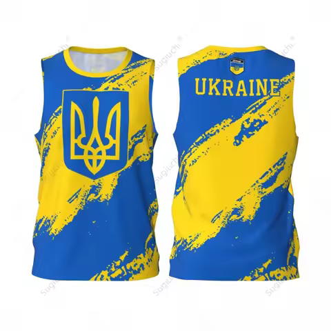 Men Basketball Sports Ukraine Flag Running Fitness Multifunction Jersey Sleeveless shirt Custom Name