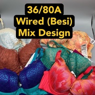 Ladies Bra Size 36A Wired Wireless Lace Cotton Push-up Bra Wanita Baju Dalam Besi 3/4 Cup Floral