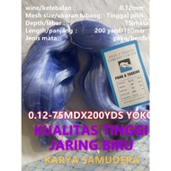 Jaring biru panjang180meter senar jaring ikan 012mm 75mdx200yds yoko ukuran lubang tinggal pilih