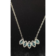 Marquise-cut blue Topaz necklace -leaf-inspired design