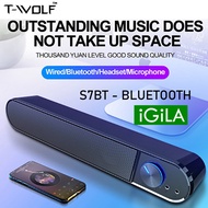 T-WOLF S7 USB Sound Bar / Bluetooth Speaker Multimedia Speaker Double Speaker Bass USB PC Sound Bar 