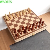 WADEES Chess Games 1 set Adult Kids Beginner Wooden Magnetic Chessboard Foldable Checkers TO8Y