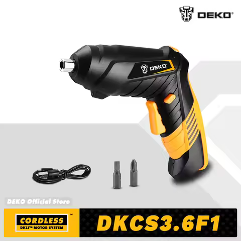 DEKO DKCS3.6F1 Mini Cordless Electric Screwdriver, Rechargeable Battery Double Handle Woodworking Sc